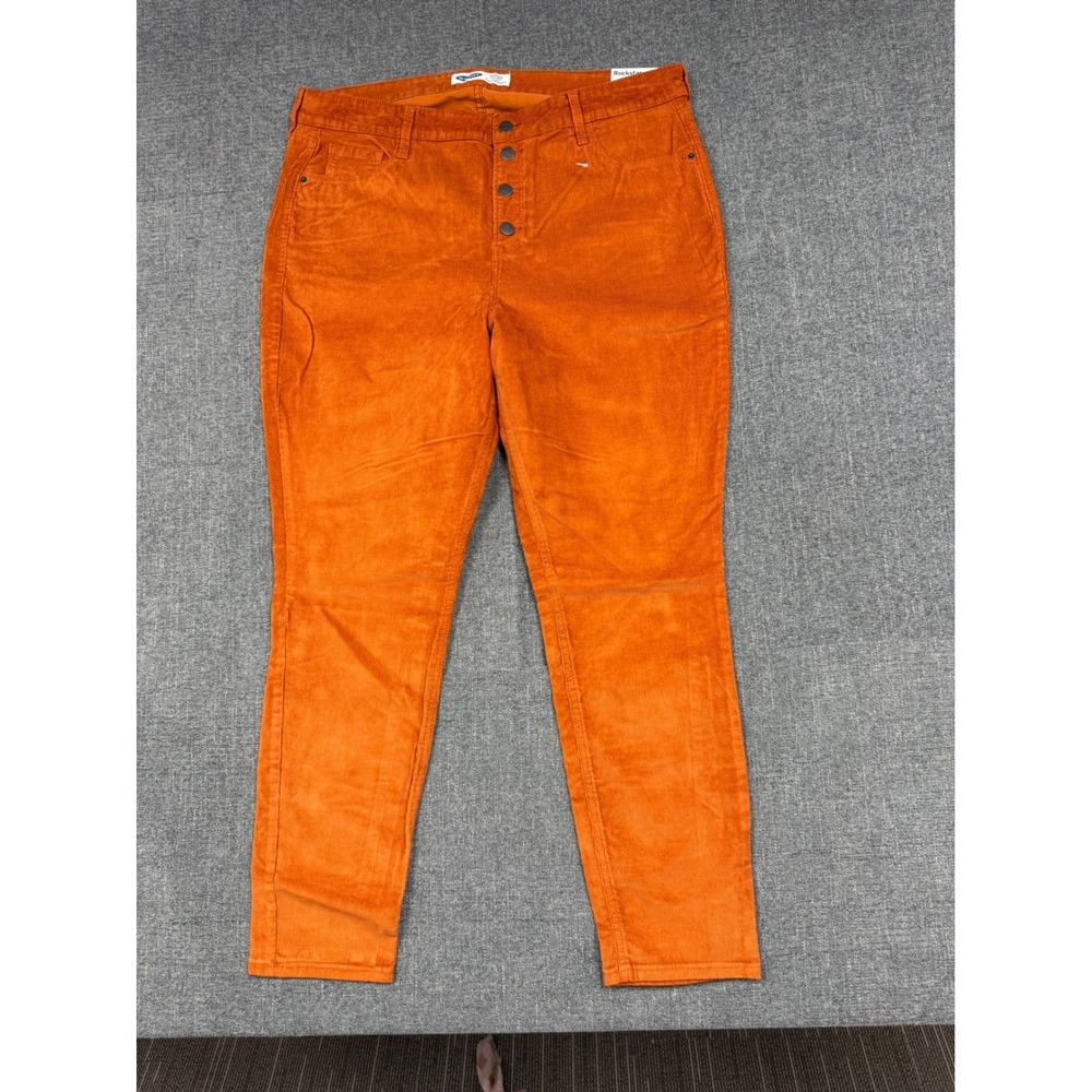 Old Navy Rockstar Super Skinny High Rise Corduroy Pants Orange Button Fly 18